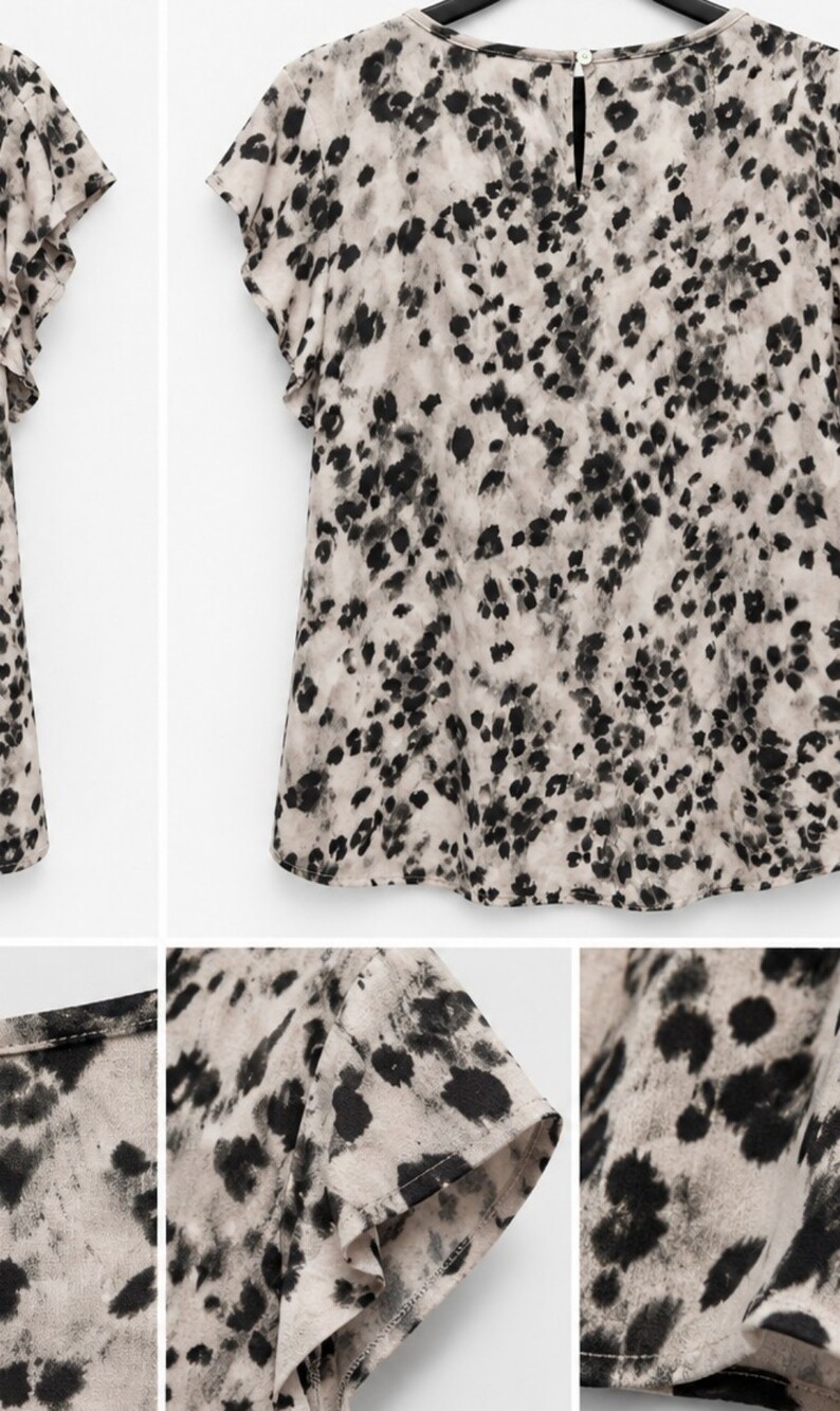 Chico's Size 3 (Or 16-18 - XL) Black Gray Annimal print blouse
